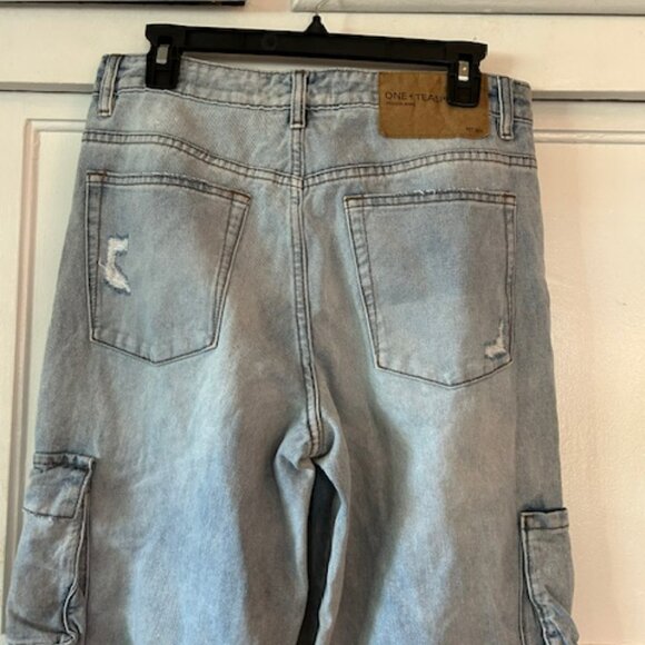 One Teaspoon Jeans Carpenter Utility Cargo Pants Women's 29 Baggy Wide Leg - Picture 4 of 11